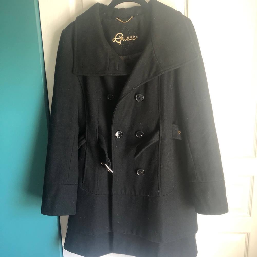 Guess black pea coat